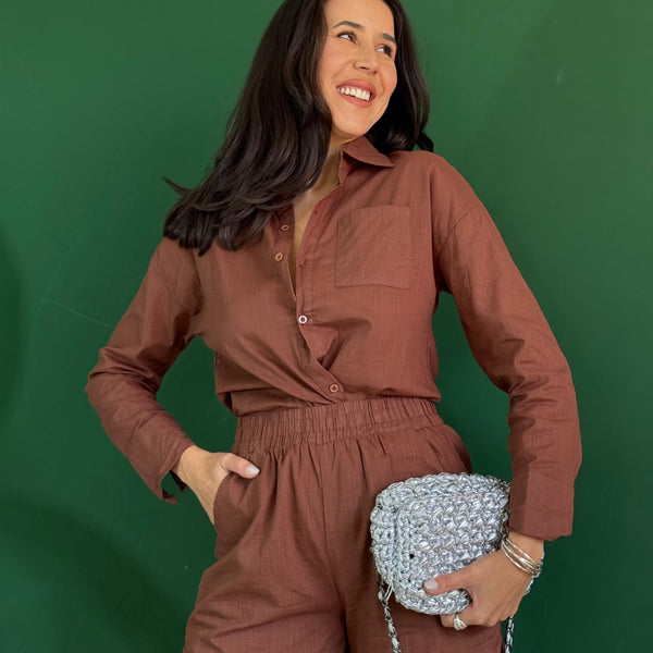 CONJUNTO CAMISA E SHORT ELOA 100% algodao
