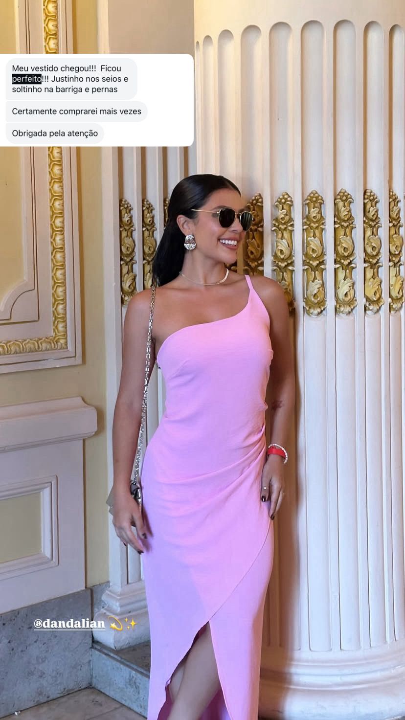 VESTIDO MIDI ASSIMETRICO COM FENDA IBIZA