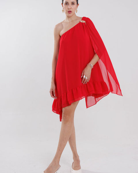 VESTIDO UM OMBRO ELEGANCIA