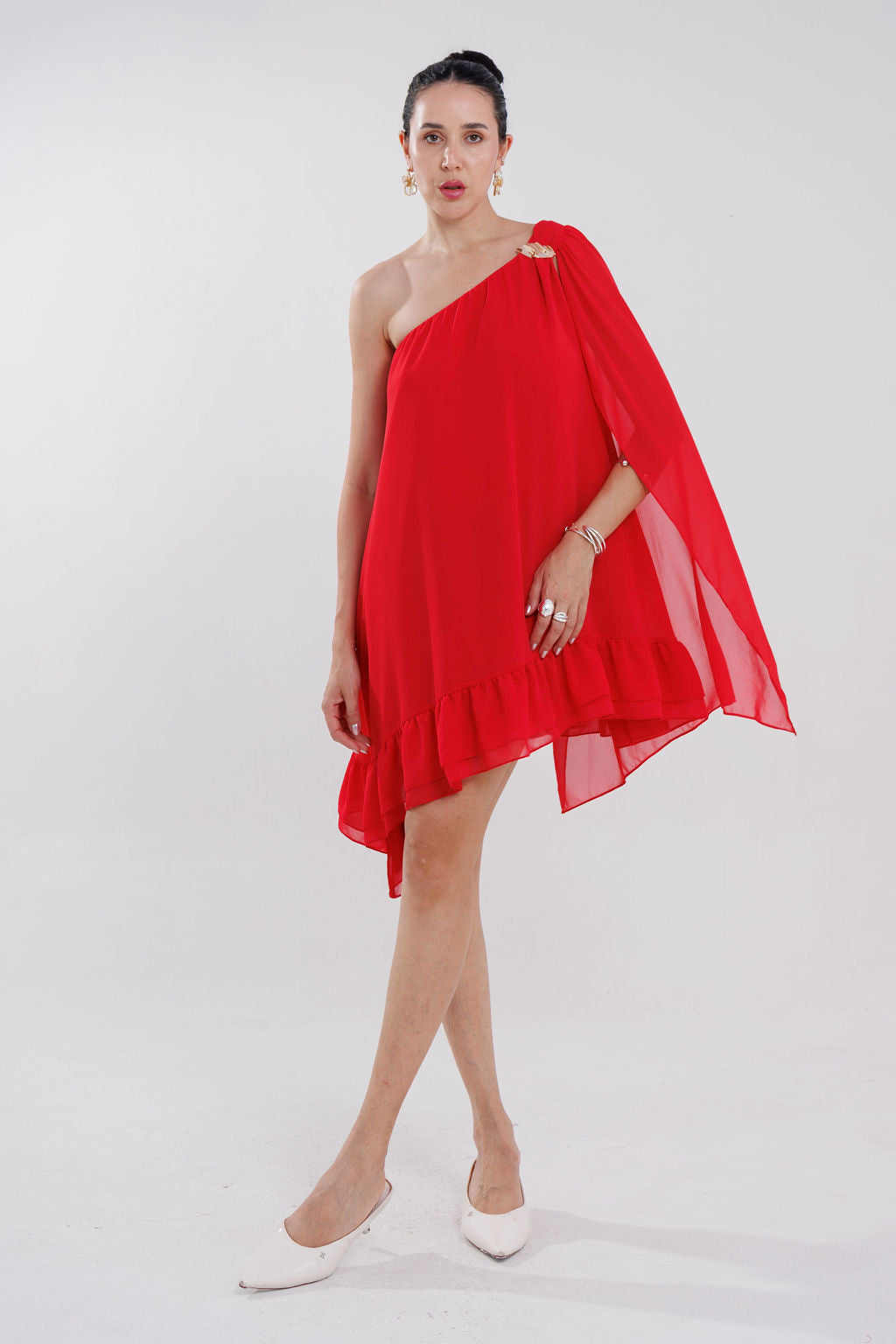 VESTIDO UM OMBRO ELEGANCIA