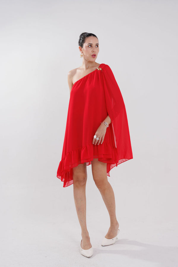 VESTIDO UM OMBRO ELEGANCIA