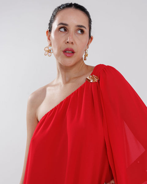 VESTIDO UM OMBRO ELEGANCIA