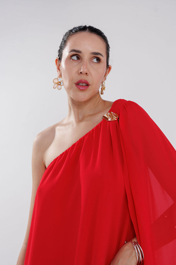 VESTIDO UM OMBRO ELEGANCIA