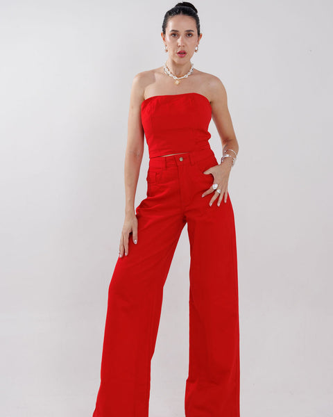 CONJUNTO CALÇA E CROPPED JEANS SABRINA