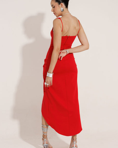 VESTIDO MIDI COM FENDA MELISSA