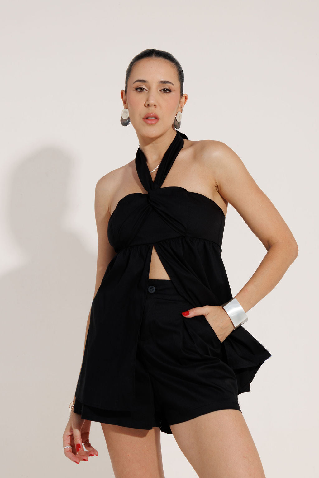 CONJUNTO BATA E SHORTS TRICOLINE MAITÊ