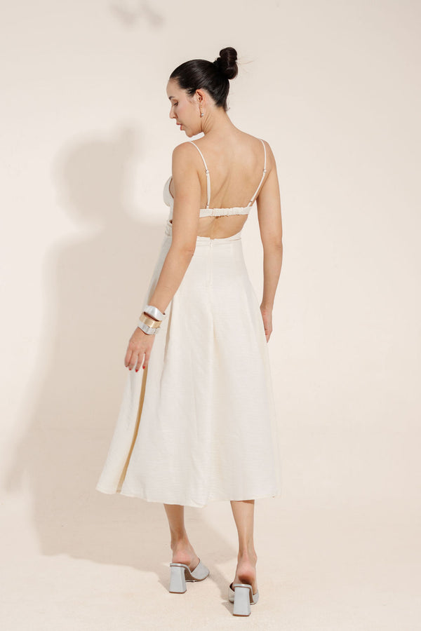 VESTIDO MIDI COM BUSTO FRANZIDO VALENTINA