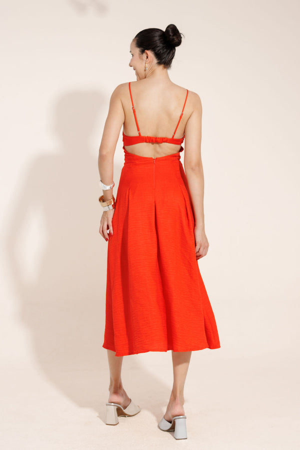 VESTIDO MIDI COM BUSTO FRANZIDO VALENTINA