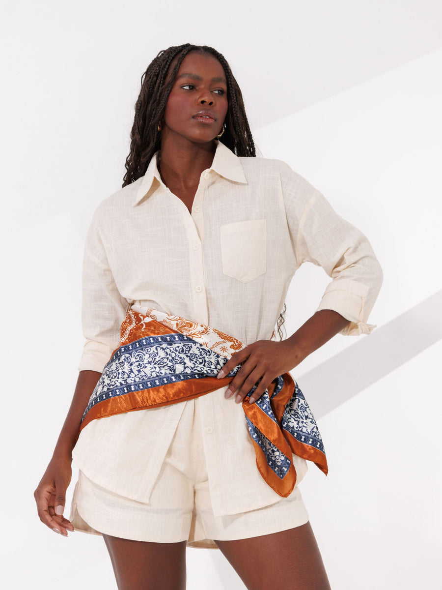 CONJUNTO CAMISA E SHORT ELOA 100% algodao