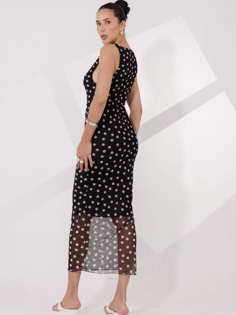VESTIDO MIDI TULE CAVADO POÁ