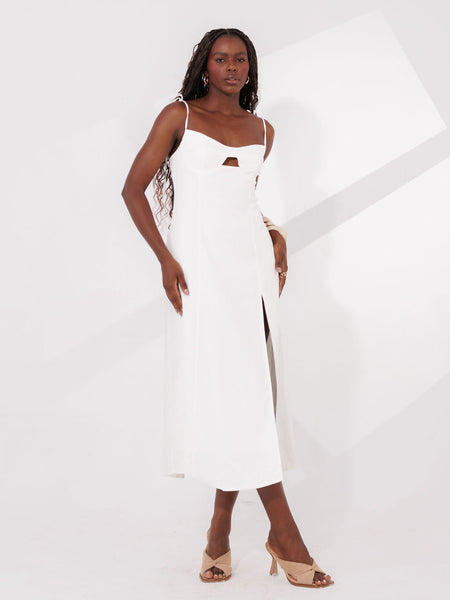 VESTIDO MIDI COM FENDA LOLA