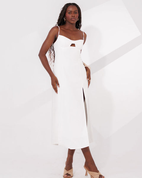 VESTIDO MIDI COM FENDA LOLA