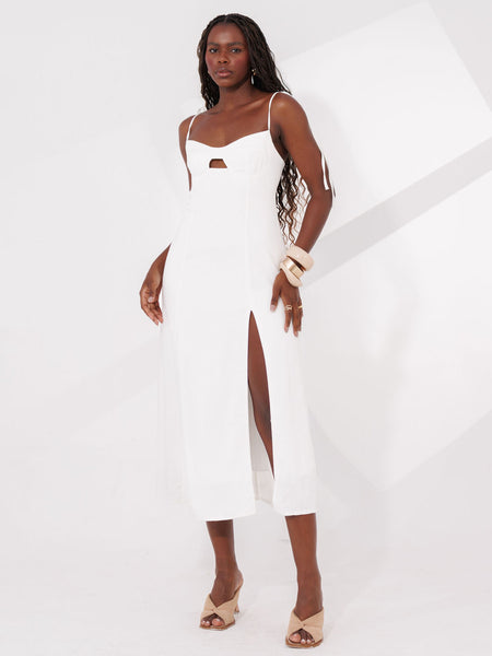VESTIDO MIDI COM FENDA LOLA