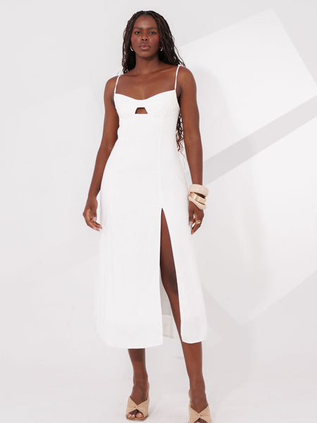 VESTIDO MIDI COM FENDA LOLA