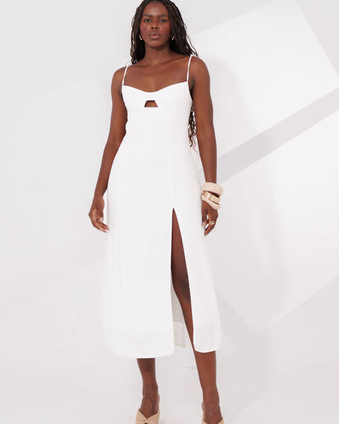 VESTIDO MIDI COM FENDA LOLA