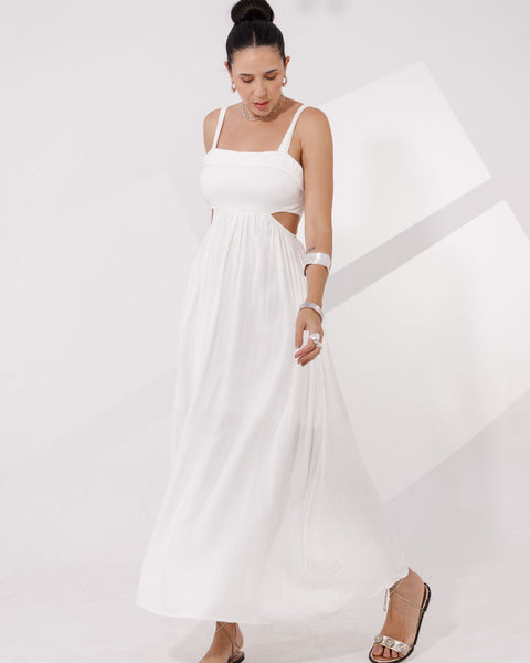 VESTIDO LONGO MAQUINETADO TRANCOSO