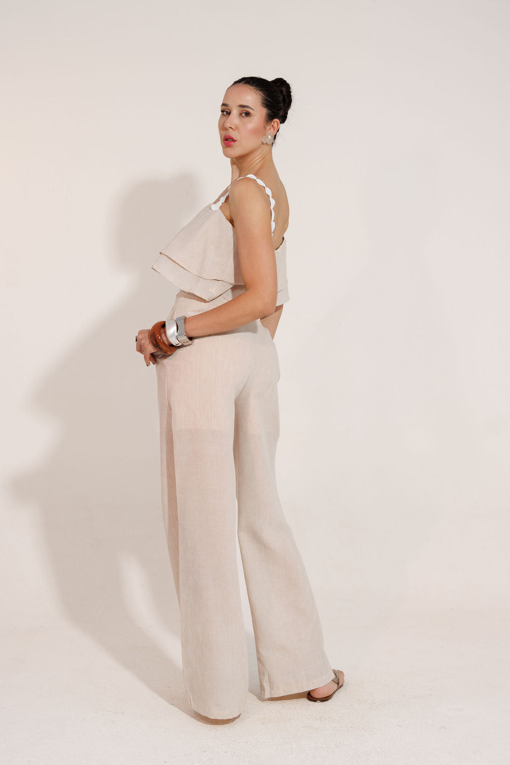 CONJUNTO CALÇA E CROPPED SANTORINE