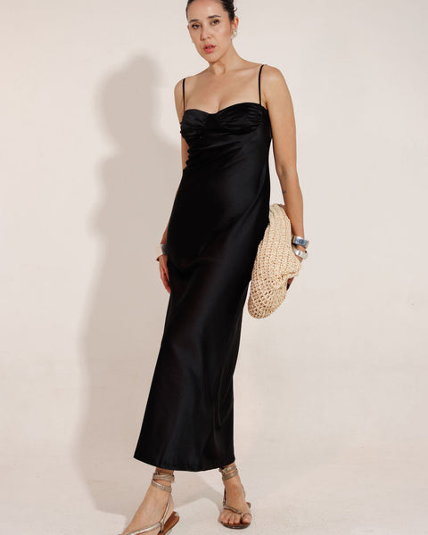 VESTIDO MIDI CETIM  VIOLA