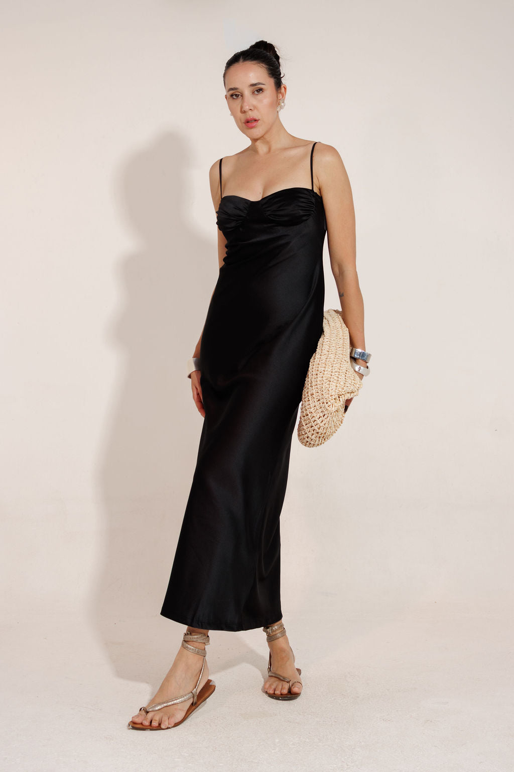 VESTIDO MIDI CETIM  VIOLA