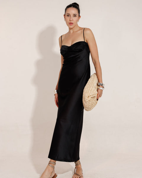 VESTIDO MIDI CETIM  VIOLA