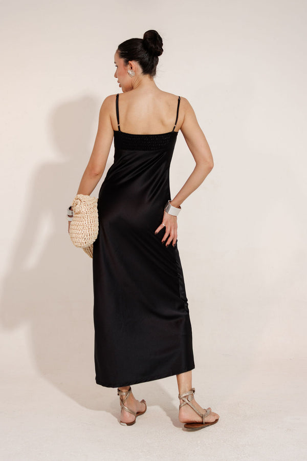 VESTIDO MIDI CETIM  VIOLA