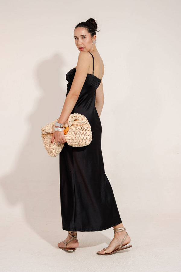 VESTIDO MIDI CETIM  VIOLA