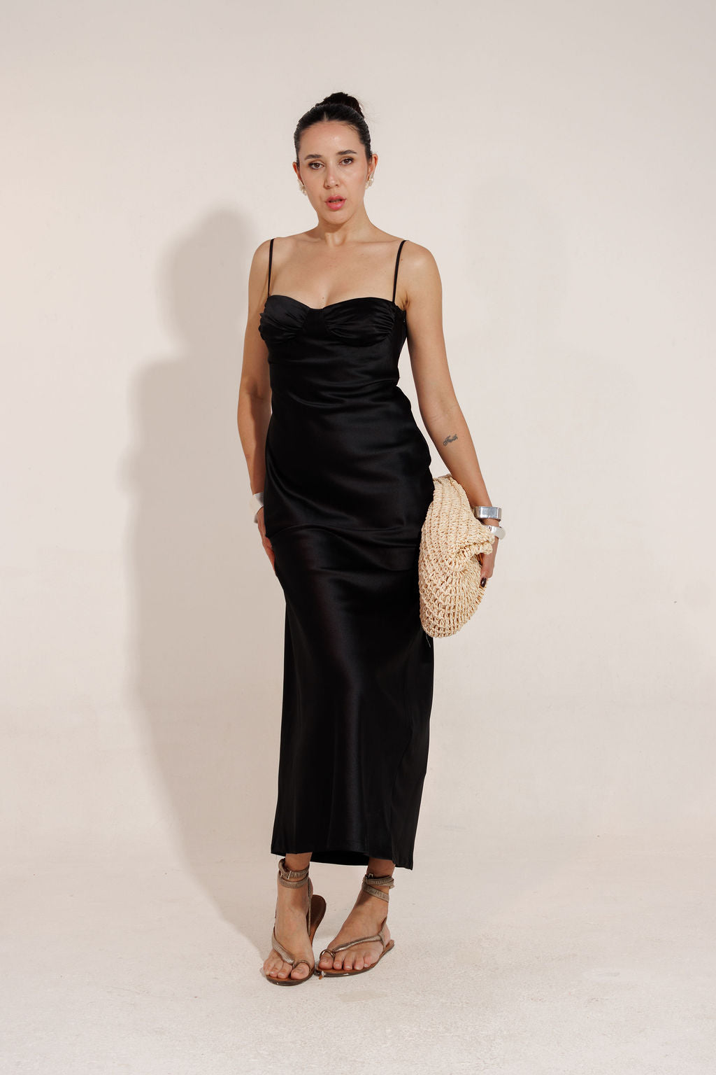 VESTIDO MIDI CETIM  VIOLA