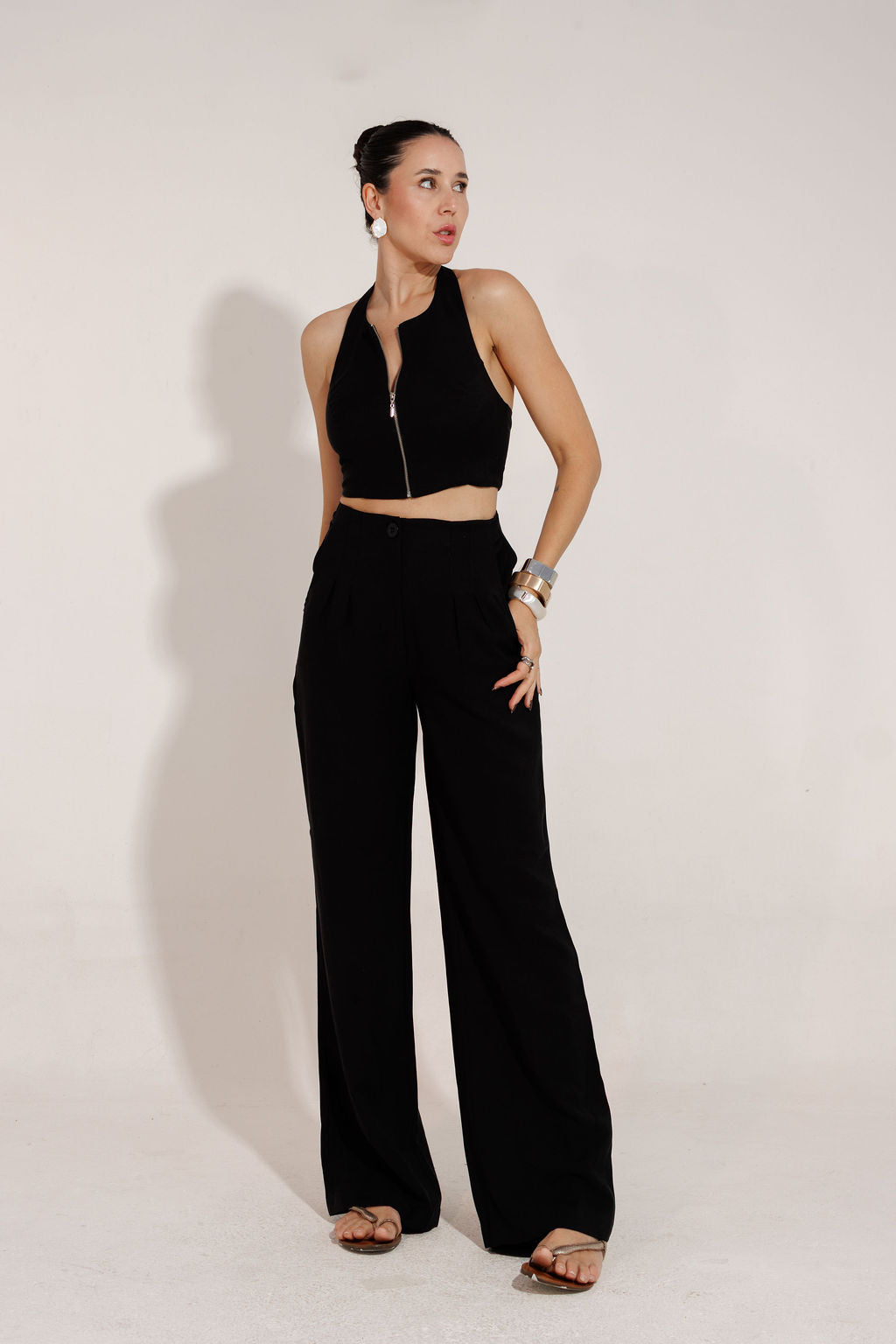 CONJUNTO ALFAIATARIA  CROPPED E CALÇA ELIZ