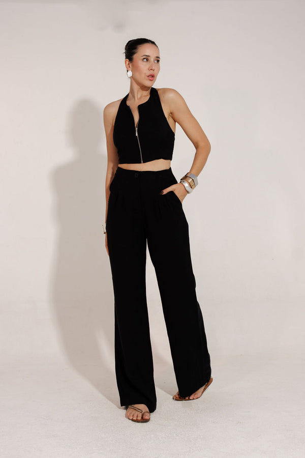 CONJUNTO ALFAIATARIA  CROPPED E CALÇA ELIZ