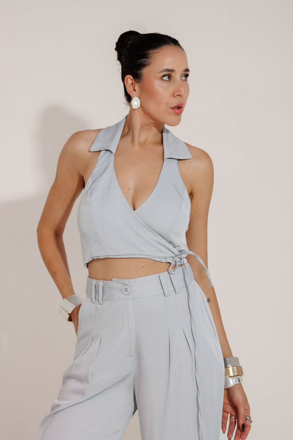 CONJUNTO ALFAIATARIA  CROPPED E CALÇA GISELE