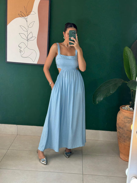 VESTIDO LONGO MAQUINETADO TRANCOSO
