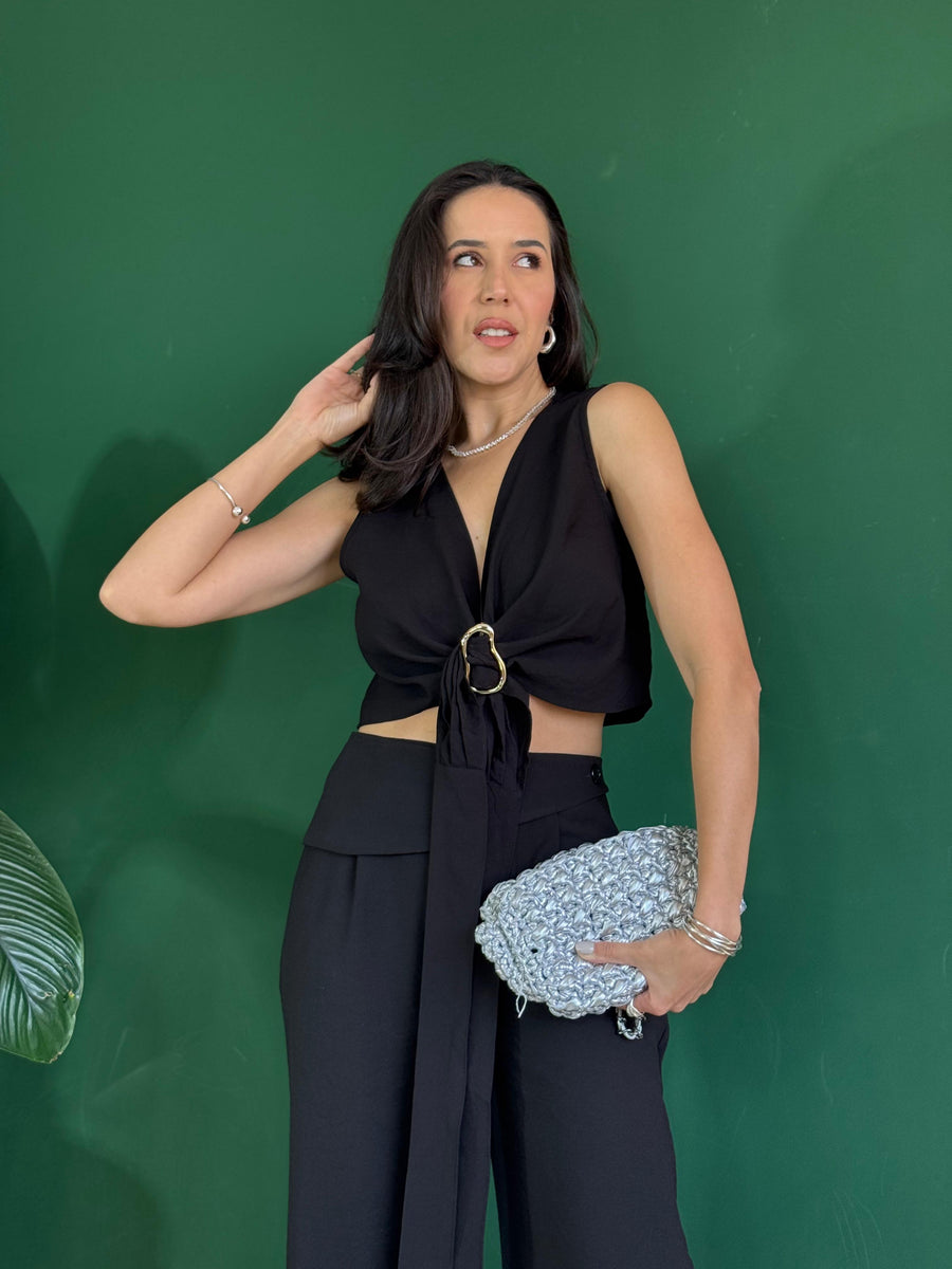 CONJUNTO CALÇA E BLUSA DECOTE EM V VIVIAN