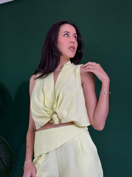 CONJUNTO CALÇA E BLUSA DECOTE EM V VIVIAN