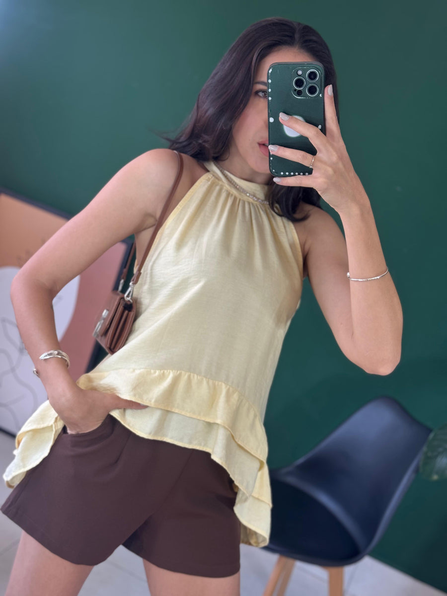 BLUSA ESTILO FRENTE ÚNICA COM BABADO AGNES