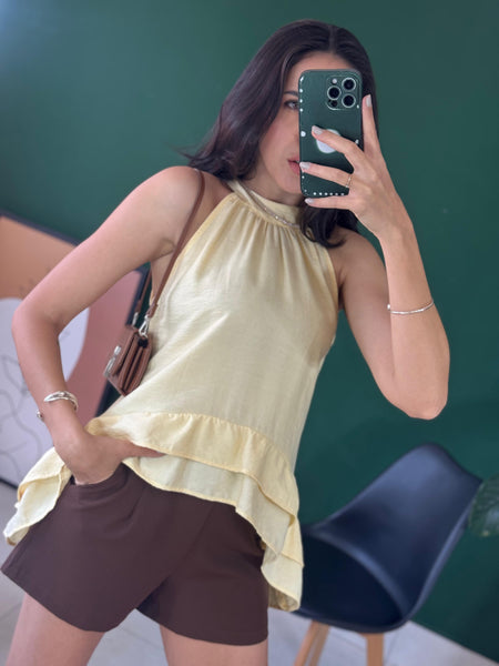BLUSA ESTILO FRENTE ÚNICA COM BABADO AGNES