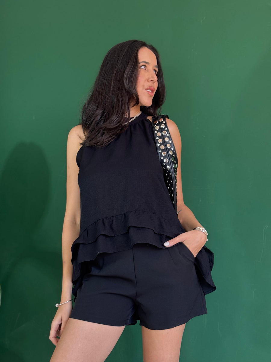 BLUSA ESTILO FRENTE ÚNICA COM BABADO AGNES
