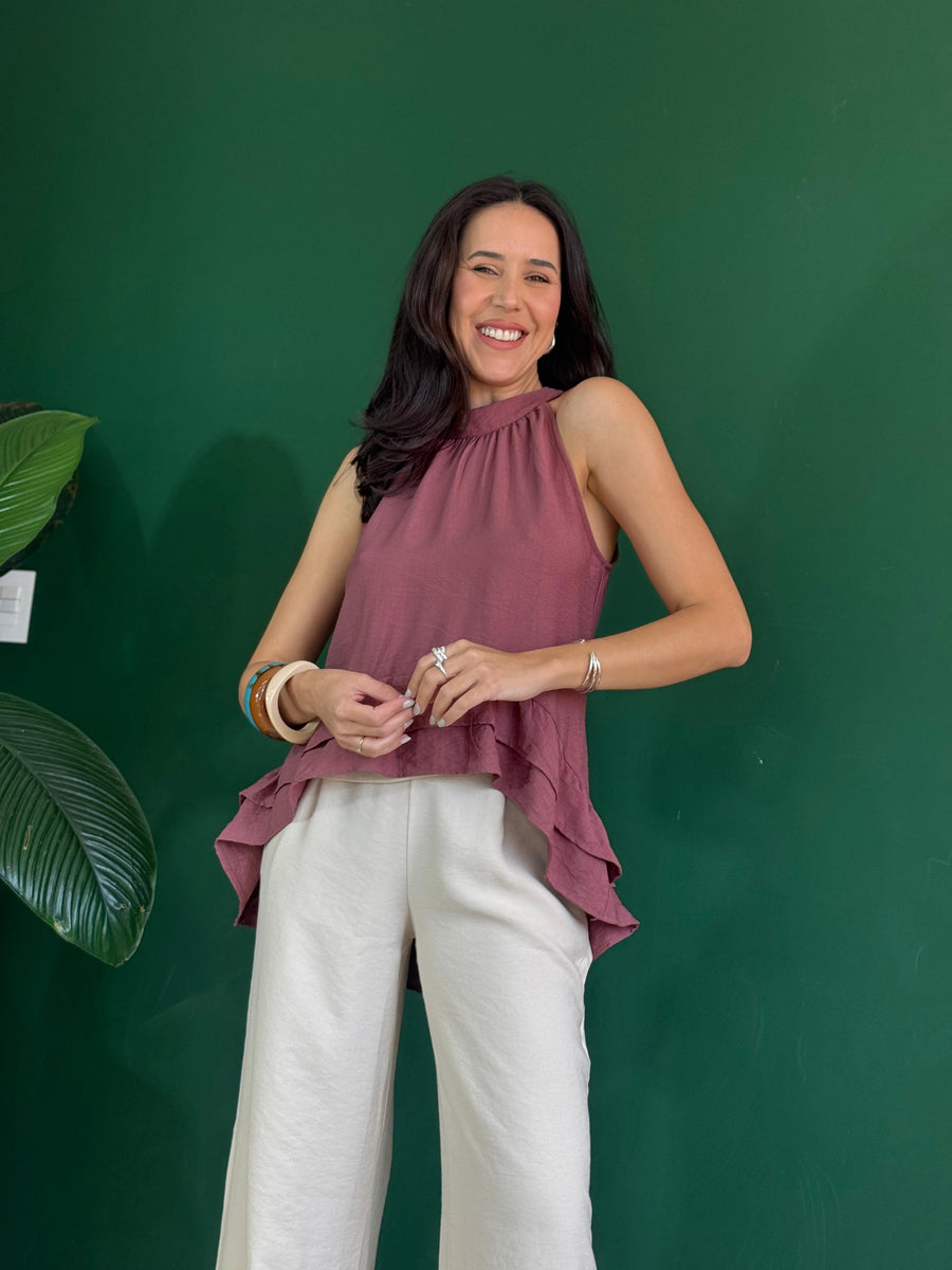 BLUSA ESTILO FRENTE ÚNICA COM BABADO AGNES