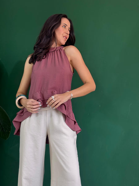 BLUSA ESTILO FRENTE ÚNICA COM BABADO AGNES