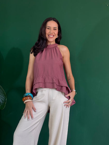BLUSA ESTILO FRENTE ÚNICA COM BABADO AGNES