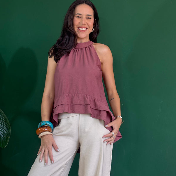BLUSA ESTILO FRENTE ÚNICA COM BABADO AGNES