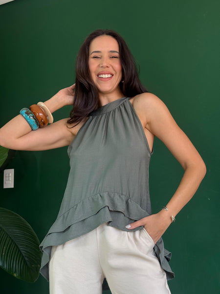 BLUSA ESTILO FRENTE ÚNICA COM BABADO AGNES