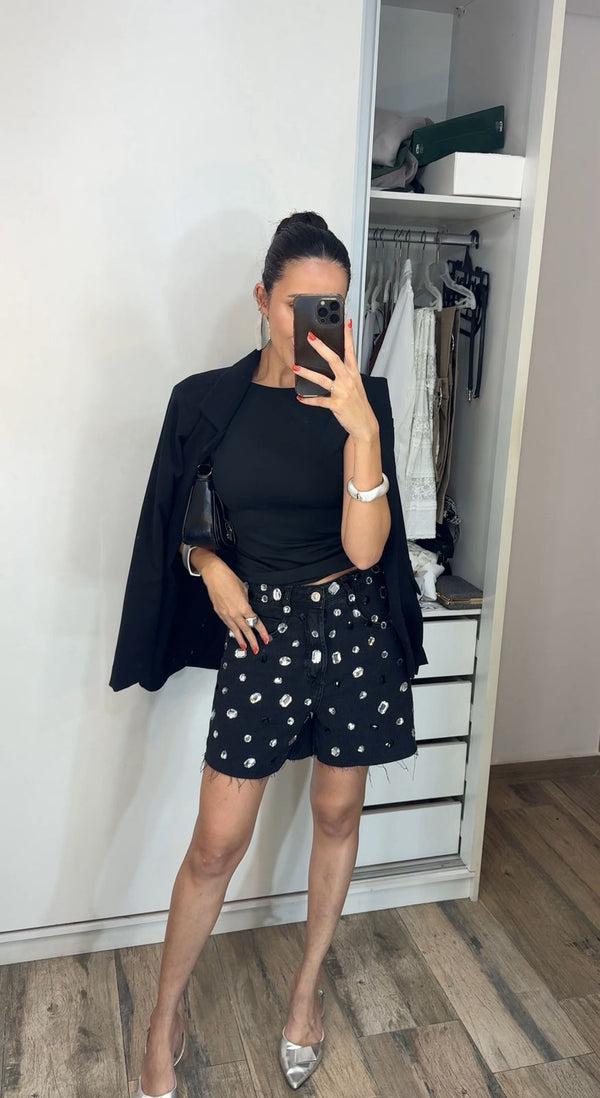 BERMUDA BORDADA PEDRARIA GLOW