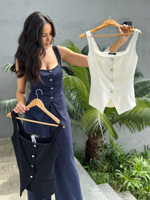 BLUSA  ALFAIATARIA BOTÂO ORGANICO PAULA