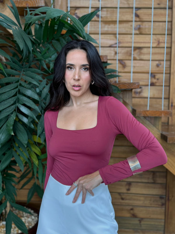BODY POLIAMIDA DECOTE QUADRADO MANGA LONGA
