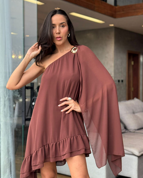 VESTIDO CURTO FLUIDO MANGA NULA AURORA