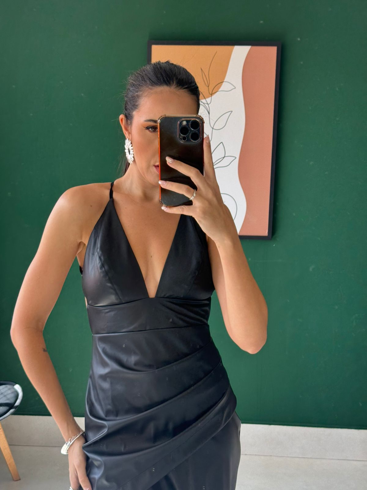 VESTIDO DE COURO MIDI FLAVIA
