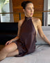 VESTIDO CURTO ASIMETRICO CETIM GABI