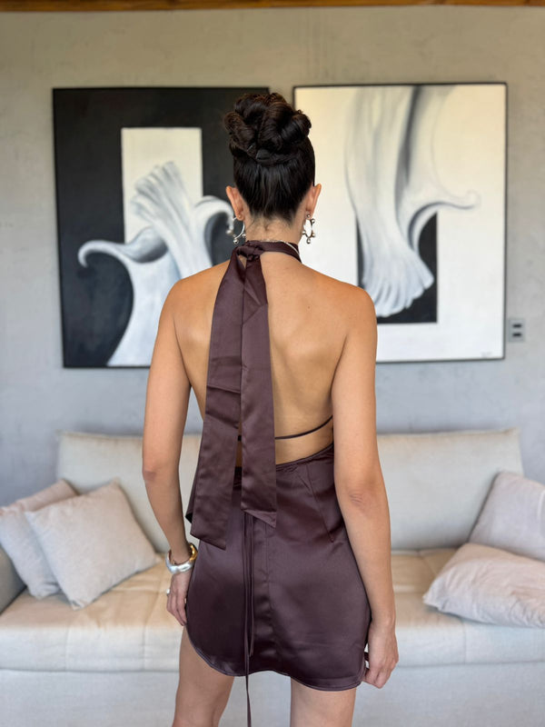 VESTIDO CURTO ASIMETRICO CETIM GABI