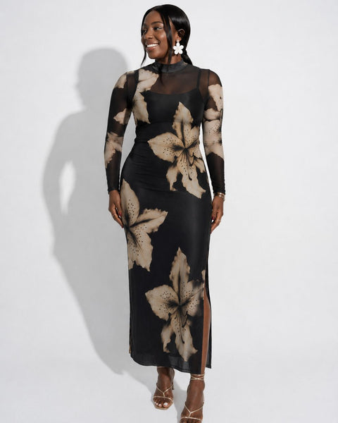 VESTIDO TULE MIDI  ESTAMPADO