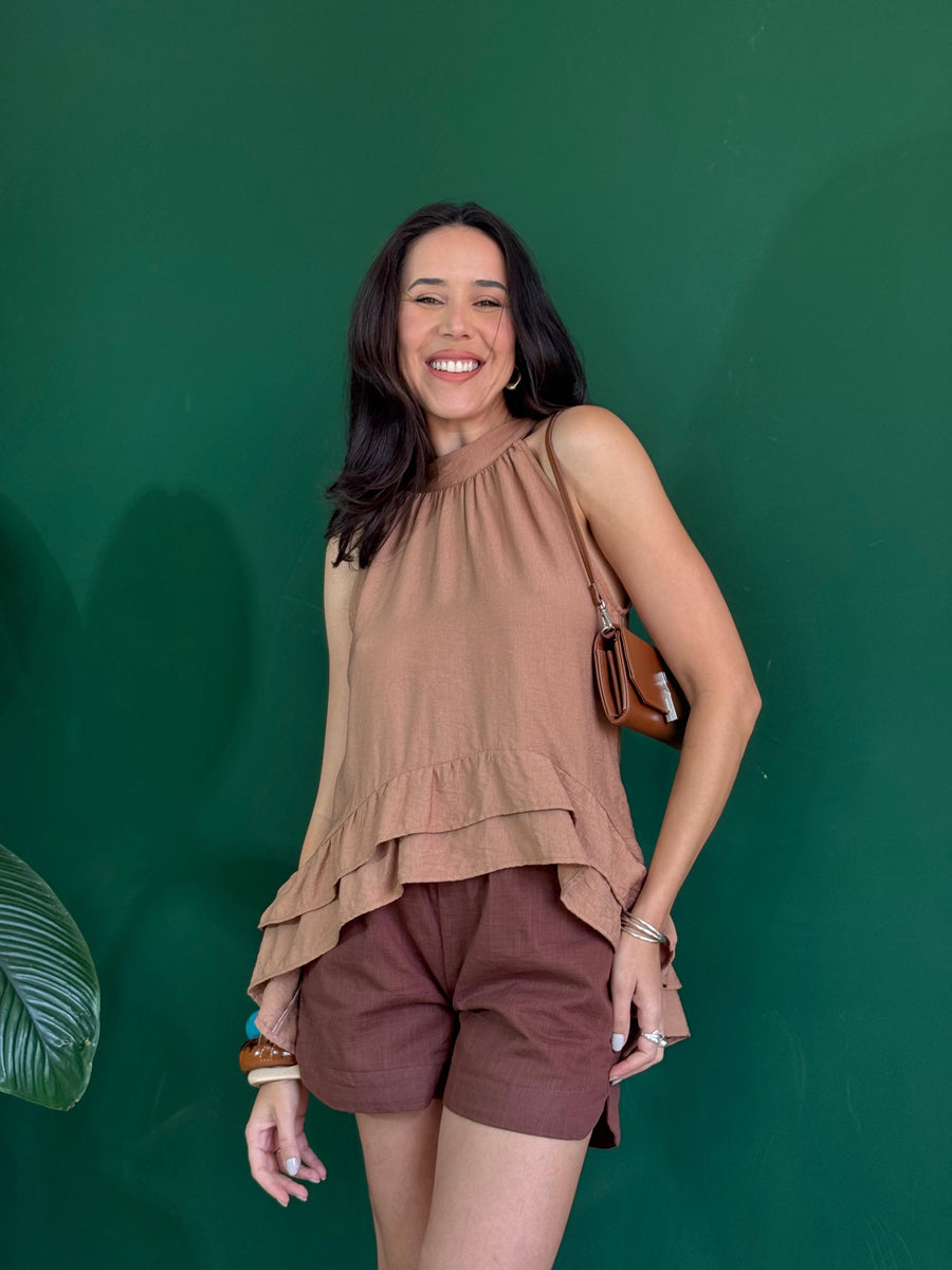 BLUSA ESTILO FRENTE ÚNICA COM BABADO AGNES